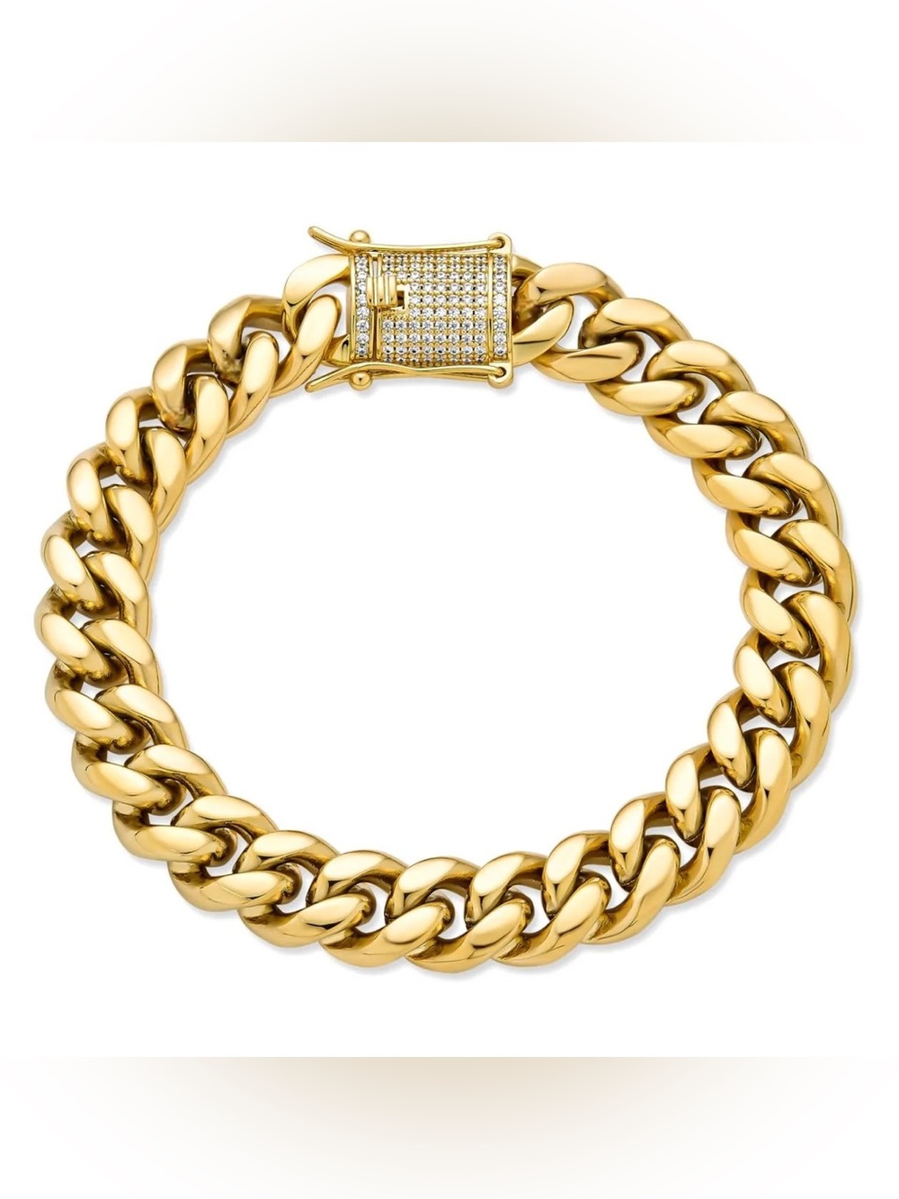 Men's Gold Plated Cuban Link Thick Chain Bracelet 8.5”